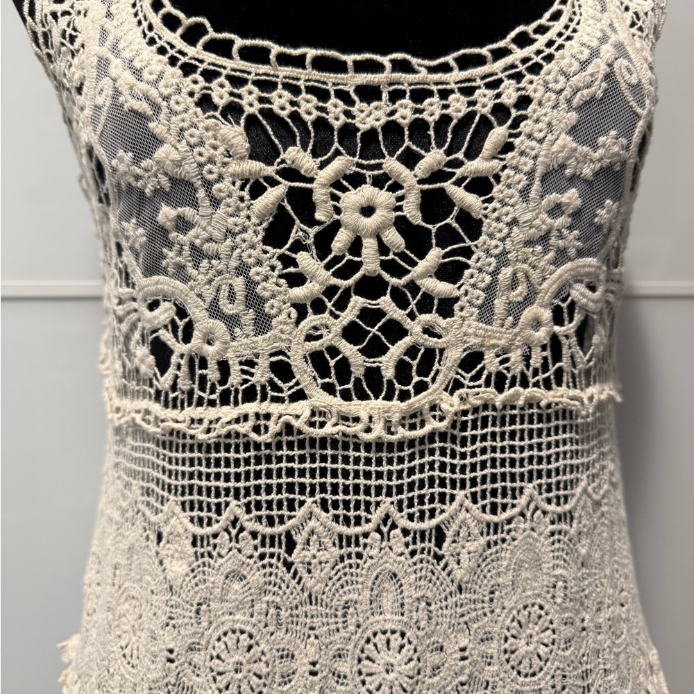 Cream Crochet Lace Beach Coverup Dress - Picture 3 of 7